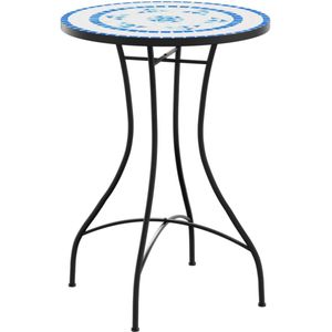 vidaXL Bistrotafel Ø 50x70 cm keramiek blauw en wit