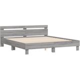 vidaXL Bedframe met hoofdeinde bewerkt hout grijs sonoma 160x200 cm