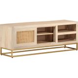 vidaXL Tv-meubel 110x30x40 cm massief ruw mangohout en ijzer