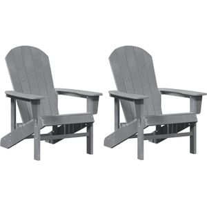 vidaXL Adirondack Stoelen 2 stuks Lichtgrijs 74x82x90 cm HDPE