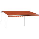 vidaXL Luifel automatisch uittrekbaar met palen 4x3 m oranje en bruin