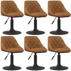 vidaXL Eetkamerstoelen draaibaar 6 st fluweel bruin