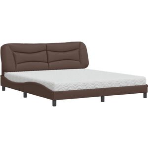 vidaXL Bed met matras kunstleer bruin 180x200 cm