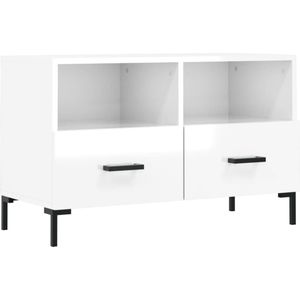 VidaXL TV-meubel 80x36x50 cm - Bewerkt Hout - Hoogglans Wit