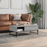 vidaXL Salontafel 100x50x35 cm bewerkt hout en metaal grijs sonoma