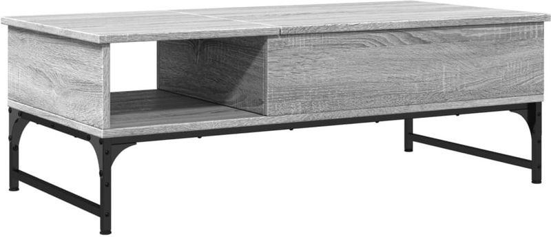 vidaXL Salontafel 100x50x35 cm bewerkt hout en metaal grijs sonoma