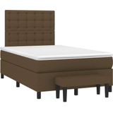 vidaXL Boxspring met matras stof donkerbruin 120x190 cm