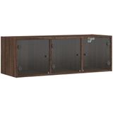 vidaXL Wandkast met glazen deuren 102x37x35 cm bruineikenkleurig