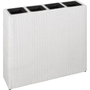 VidaXL Verhoogde Plantenbak met 4 Potten - Poly Rattan Wit