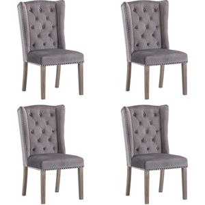 vidaXL Eetkamerstoelen 4 st fluweel grijs