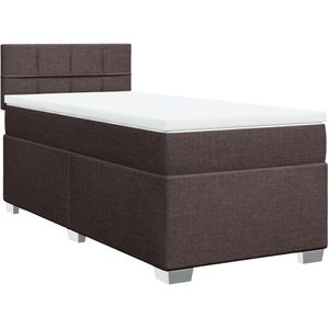 vidaXL Boxspring met matras stof donkerbruin 80x200 cm