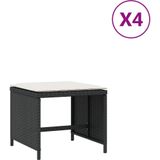 vidaXL Tuinkrukken 4 st met kussens 40x40x35 cm poly rattan zwart