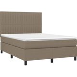 vidaXL Boxspring met matras en LED stof taupe 140x200 cm
