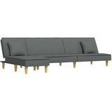 vidaXL Slaapbank L-vormig 255x140x70 cm stof donkergrijs