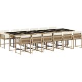 vidaXL 13-delige Tuinset met kussens poly rattan beige