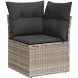 vidaXL - 7-delige - Loungeset - met - kussens - poly - rattan - lichtgrijs