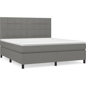 vidaXL Boxspring met matras stof donkergrijs 160x200 cm