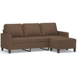 vidaXL Driezitsbank met voetenbank 180 cm stof bruin