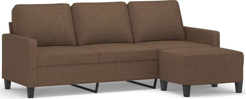vidaXL Driezitsbank met voetenbank 180 cm stof bruin