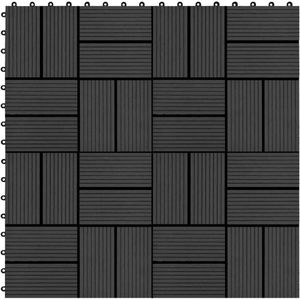 VidaXL Terrastegels 30x30 cm 1 m² HKC Zwart - 11 St