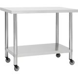 vidaxl Keukenwerktafel met wielen 100x30x85 cm roestvrij staal