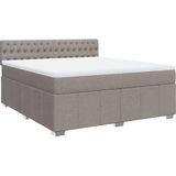 vidaXL Boxspring met matras stof taupe 180x200 cm