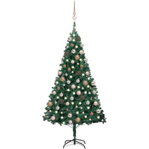 vidaXL Kunstkerstboom met verlichting en kerstballen 180 cm PVC groen