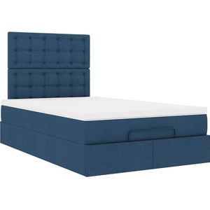 vidaXL Ottoman bed met matras 120x190 cm stof blauw