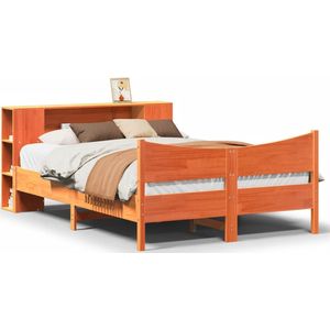 vidaXL Bedframe zonder matras massief grenenhout wasbruin 135x190 cm