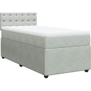 vidaXL Boxspring met matras fluweel lichtgrijs 100x200 cm