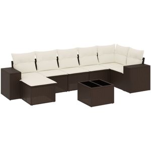 vidaXL 8-delige Loungeset met kussens poly rattan bruin