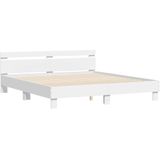 vidaXL Bedframe met hoofdbord bewerkt hout wit 180x200 cm