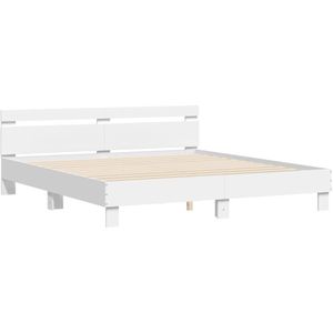 vidaXL Bedframe met hoofdbord bewerkt hout wit 180x200 cm