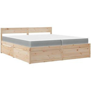 vidaXL Bed met lades en matras massief grenenhout 200x200 cm