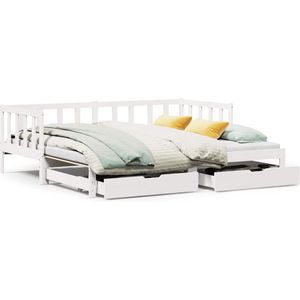 vidaXL Slaapbank met onderschuifbed/lades zonder matras 80x200 cm wit
