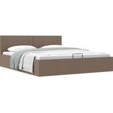 vidaXL Bedframe met hydraulische opslag stof taupe 180x200 cm