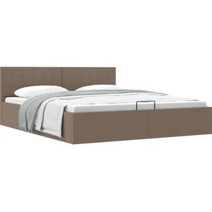 vidaXL Bedframe met hydraulische opslag stof taupe 180x200 cm