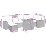 vidaXL - 8-delige - Loungeset - met - kussens - poly - rattan - grijs