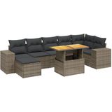 vidaXL - 8-delige - Loungeset - met - kussens - poly - rattan - grijs