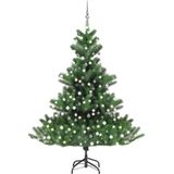 vidaXL Kunstkerstboom Nordmann met LED's en kerstballen 210 cm groen