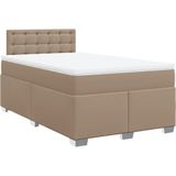 vidaXL Boxspring met matras kunstleer cappuccinokleurig 120x200 cm