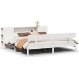 vidaXL Bed met boekenkast zonder matras grenenhout wit 180x200 cm