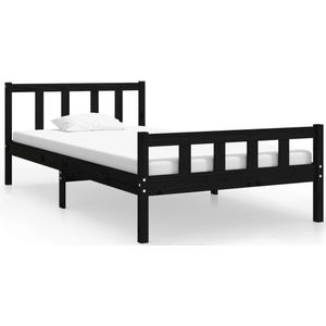 vidaXL Bedframe massief hout zwart 100x200 cm