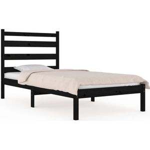 VidaXL Bedframe Massief Grenenhout Zwart 75x190 cm - 2FT6 Small Single