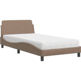 vidaXL Bed met matras kunstleer cappuccinokleurig 100x200 cm