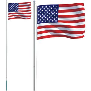 vidaXL Vlag met vlaggenmast Verenigde Staten 6,23 m aluminium