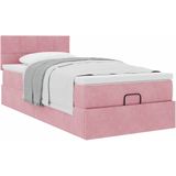 vidaXL - Ottoman - bed - met - matrasx190cm - fluweel - roze