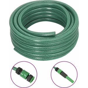 vidaXL Tuinslang met koppelingsset 0,6'' 30 m PVC groen