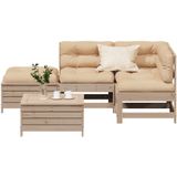 vidaXL 5-delige Loungeset met kussens massief grenenhout