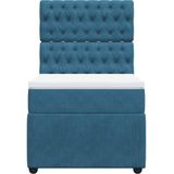 vidaXL - Boxspring - met - matras - fluweel - donkerblauwx200 - cm